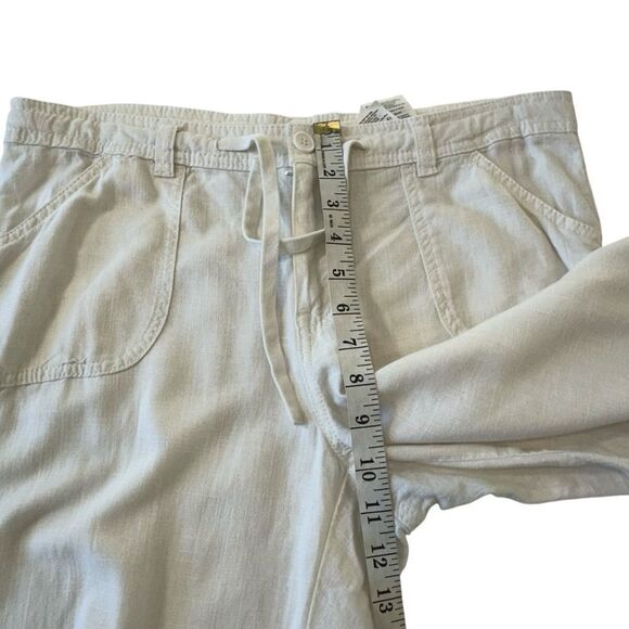 H&M Divided Linen Blend White Leg Drawstring Beachy Pants, M - Picture 4 of 9